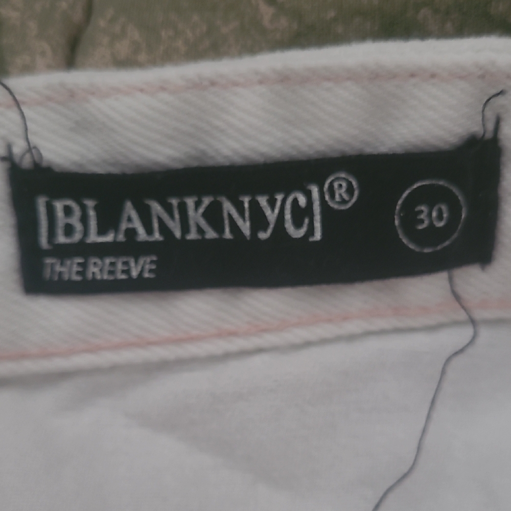 Blank NYC Blue and Pink Jean Shorts Distressed Mid-Length - Picture 2 of 5